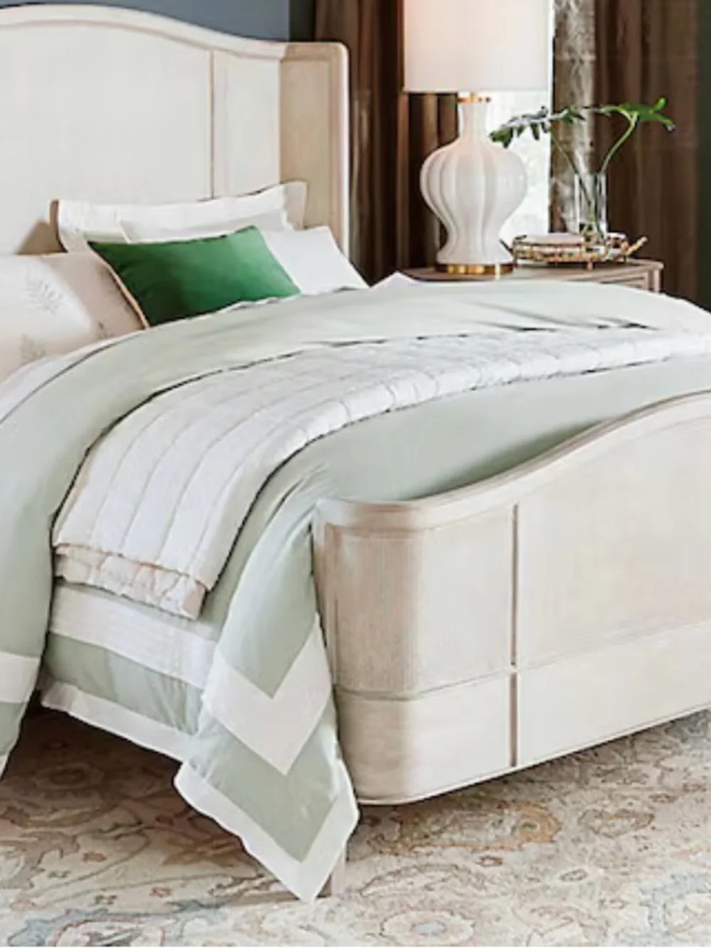 Sage Green and White Reversible Duvet Cover Set. Ballard Designs Sophia Duvet